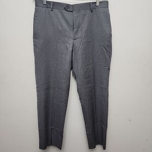 Egara Flat Front Wool‎ Dress Pants, Slacks. Heather Gray, Men's 34X28